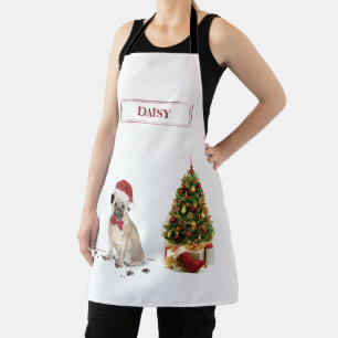 Mops Funny Christmas Dog mit Baum Schürze