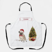 Mops Funny Christmas Dog mit Baum Schürze (Vorderseite)