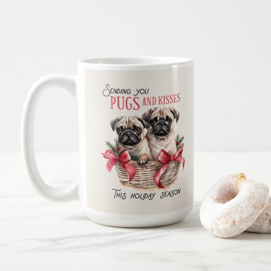 Mops Funny Christmas Hund Kaffee Tasse (Mit Donut)