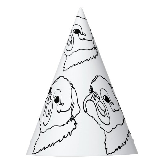 Mops für benutzerdefinierte Line-Art Partyhütchen (Vorderseite)