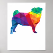 Mops Gay Pride LGBT Rainbow Flag T Shirt Hundelieb Poster (Vorne)