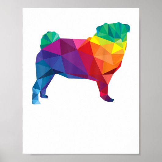 Mops Gay Pride LGBT Rainbow Flag T Shirt Hundelieb Poster (Vorne)