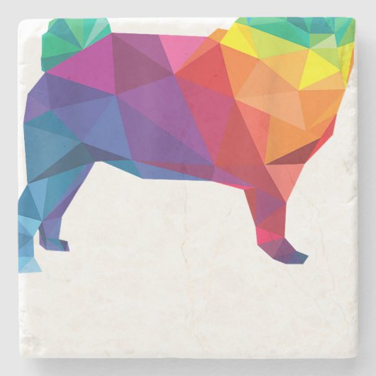 Mops Gay Pride LGBT Rainbow Flag T Shirt Hundelieb Steinuntersetzer (Vorderseite)