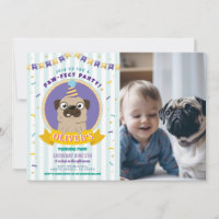 Mops Geburtstag Doggy Party Dog Confetti Blue