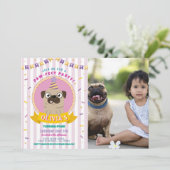 Mops Geburtstag Doggy Party Dog Confetti Foto Einladung (Stehend Vorderseite)