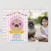 Mops Geburtstag Doggy Party Dog Confetti Foto Einladung (Vorne/Hinten)