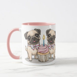 Mops Geburtstag Hunde Cupcake Tasse