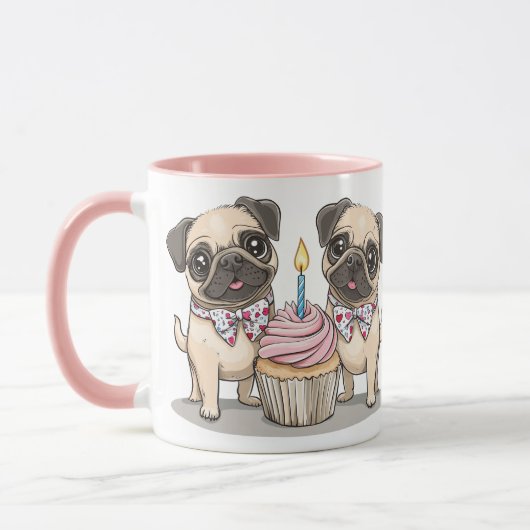 Mops Geburtstag Hunde Cupcake Tasse (Links)