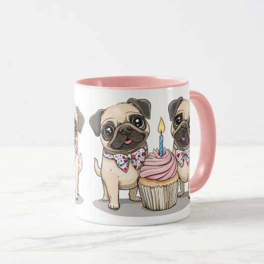 Mops Geburtstag Hunde Cupcake Tasse (VorderseiteRechts)