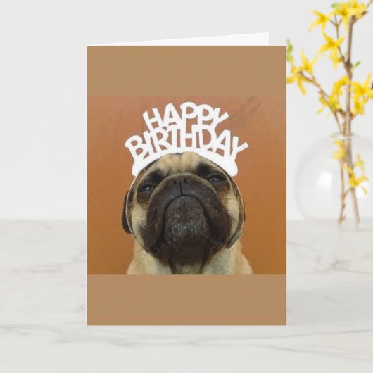 Mops-Geburtstags-Karte Karte (Gelbe Blume)