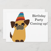 Mops-Geburtstags-Karte laden ein Einladung (Vorne/Hinten)