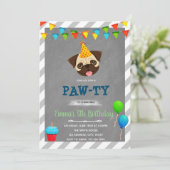 Mops Geburtstagsfeier Einladung (Stehend Vorderseite)