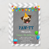 Mops Geburtstagsfeier Einladung (Vorne/Hinten)