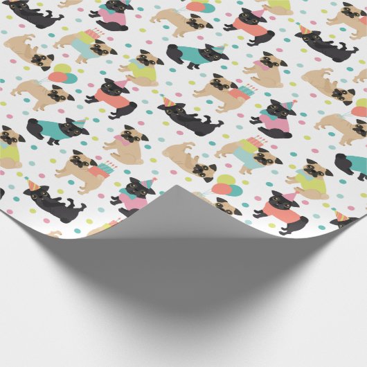 Mops Geburtstagsfeier Geschenkpapier (Ecke)