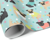 Mops Geburtstagsfeier Geschenkpapier (Rolleneckpunkt)