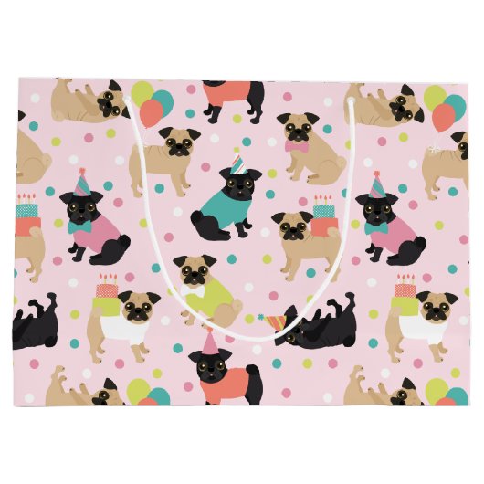 Mops Geburtstagsfeier Große Geschenktüte (Rückseite)