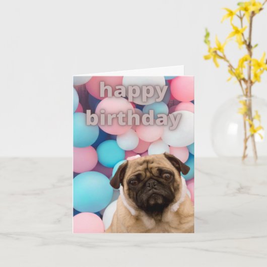 Mops Geburtstagskarte Karte (Gelbe Blume)