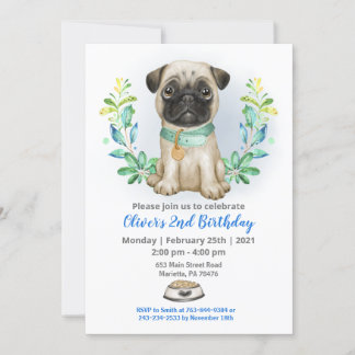 Mops Geburtstagsparty Einladung