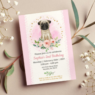 Mops Geburtstagsparty Einladung