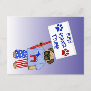 Mops gegen Trump Postkarte
