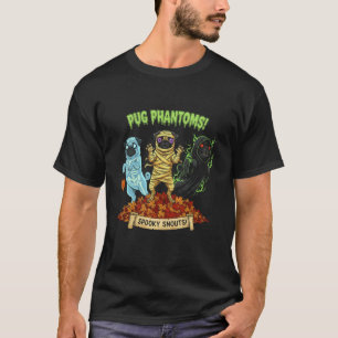 Mops-Geisterhunde Halloween Herbst Laub Halloween  T-Shirt