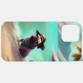 Mops genießt es am Strand Kunst zu malen Case-Mate iPhone Hülle (Rückseite (Horizontal))