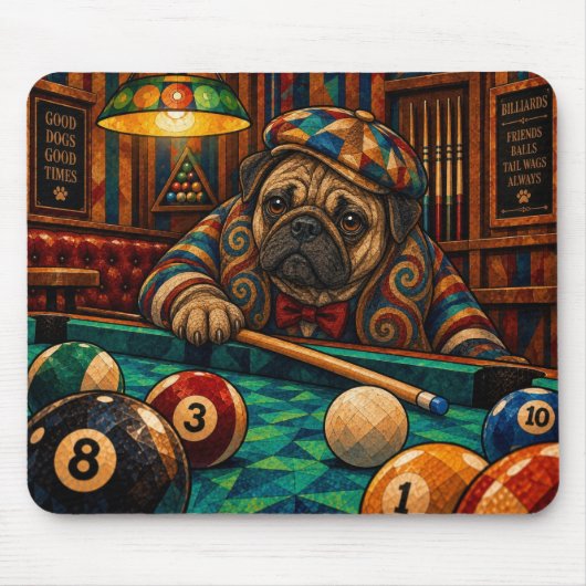 Mops, geometrisches Mosaik Mousepad (Vorne)