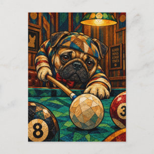 Mops, geometrisches Mosaik Postkarte