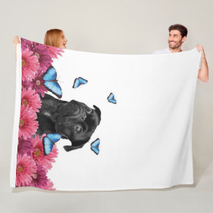 Mops Gerbera Butterfliegen Niedlicher Schwarzer H Fleecedecke
