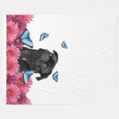Mops Gerbera Butterfliegen| Niedlicher Schwarzer H Fleecedecke (Vorderseite (Horizontal))