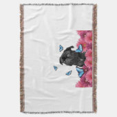 Mops Gerbera Butterflies | Niedlicher Schwarzhund Decke (Vorderseite Vertikal)