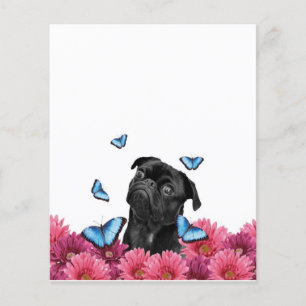 Mops Gerbera Butterflies Niedlicher Schwarzhund Flyer