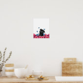 Mops Gerbera Butterflies | Niedlicher Schwarzhund Poster (Küche)