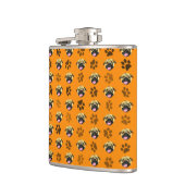 Mops-Geschenk Orange-Hip-Flasche Flachmann (Links)
