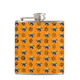Mops-Geschenk Orange-Hip-Flasche Flachmann