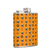 Mops-Geschenk Orange-Hip-Flasche Flachmann (Rechts)