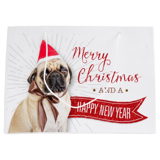 Mops-Geschenk-Verpackungs-Tasche Große Geschenktüte (Vorderseite)