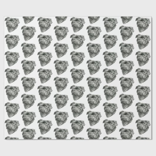 Mops Geschenkpapier (Flach)