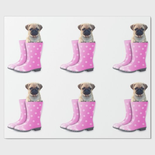 Mops Geschenkpapier (Flach)