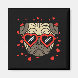 Mops Gesicht Herz Gles Valentinstag Hunde Liebhabe Magnet