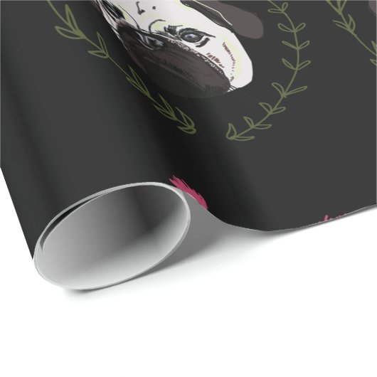 Mops Gesicht, Hundekunst Geschenkpapier (Rolleneckpunkt)