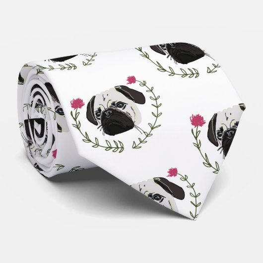 Mops Gesicht, Hundekunst Krawatte (Gerollt)