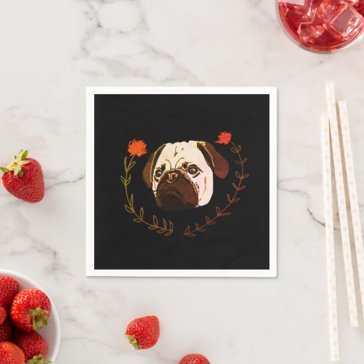 Mops Gesicht, Hundekunst Serviette (Beispiel)