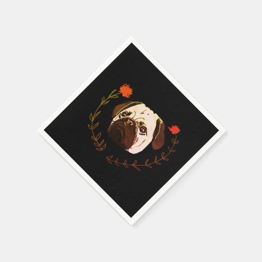 Mops Gesicht, Hundekunst Serviette (Ecke)