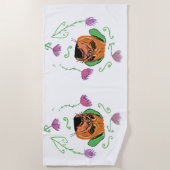 Mops Gesicht, Hundekunst Strandtuch (Vorderseite)