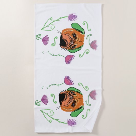 Mops Gesicht, Hundekunst Strandtuch (Vorderseite)