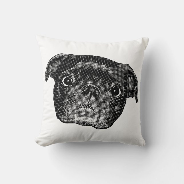 Mops-Gesicht mit Punkten Kissen (Vorderseite)