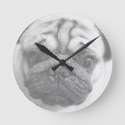 Mops-Gesicht Runde Wanduhr (Vorderseite)
