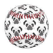 Mops-Gesicht-Silhouette Baseball (Vorderseite)