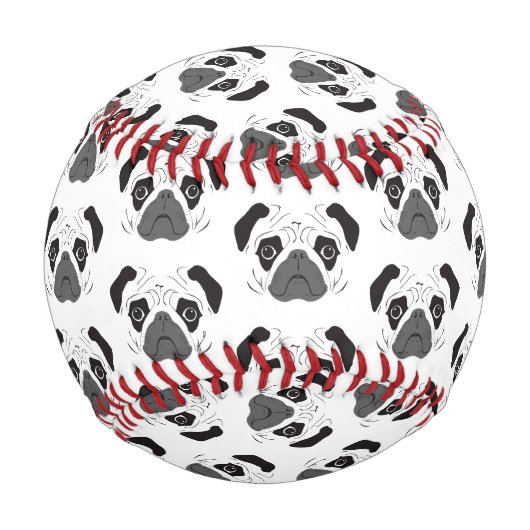 Mops-Gesicht-Silhouette Baseball (Vorderseite)